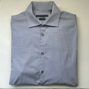 John Varvatos Light Blue Checkered Button Up Dress Shirt -